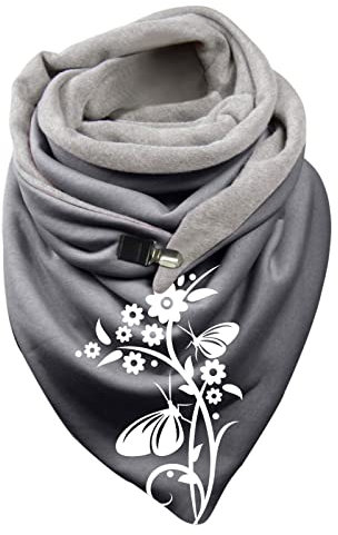 Briskorry Schal Damen Schwarz Baumwolle,Winterschal Damen Kälteschutz Schals und Tücher Dreiecksschal mit Knopf Winter Mehrzweck Deckenschal Dreieckstuch Geschenk für Freunde