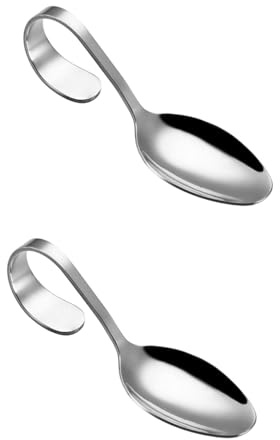 IMIKEYA 2pcs Curved Handle Spoon Elegant Stainless Steel Bent Handle Serving Spoon for Buffet Hotel Kitchens for Special Food Presentation