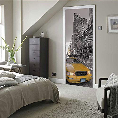 3D Türaufkleber Haus Auto Türtapete Wandbild Selbstklebend PVC Wasserdicht Abnehmbar Türfolie TürPoster Fototapete Wohnzimmer Schlafzimmer küche bad büro Dekoration B90 x H200cm