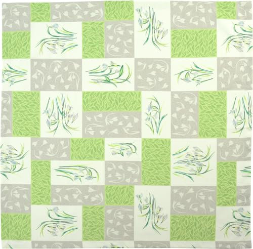 Sander - Tischdecke/Mitteldecke Snejana - Schneeglöckchen 85 x 85 cm, Grün, Baumwolle, Klassisch/Elegant, Blumig / Frühlingsblüten, Indoor, 7 Personen, 1 Stück