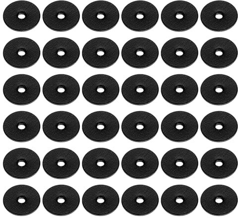PATIKIL 12mm Leather Washers, 200pcs Leather Handle Washers Leather Spacer Cushion Washers 1.5 mm Thick Round for Knife Handle Hammer Hatchet Badge Bicycle Seat Crafts, Black