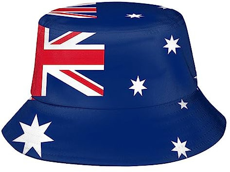 Zltegako Fischerhut mit Weltflagge, verstaubar, für Reisen, Strand, Sonnenhut, breite Krempe, Fischerhüte für Damen und Herren, Australien-Flagge, One size