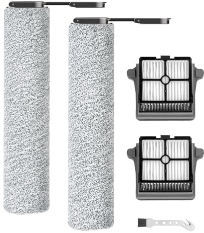 Ersatzbürstenrolle und HEPA-Filter Zubehör für Tineco FLOOR ONE S7 Combo / S7 Flashdry/SWITCH S7 Akku-Nass- und Trockensauger, 2 Bürstenrolle + 2 Filter + 1 Reinigungsbürste
