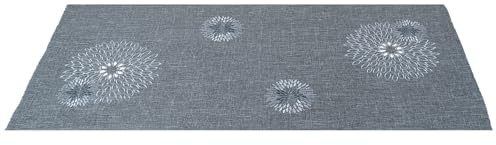 Läufer Tischdecke Leinen-Optik Bestickt Deko Esszimmer Serie Pusteblume Tischwäsche Stickerei Blumen Ornamente Deckchen Typ887 Tischläufer 40x90 cm grau