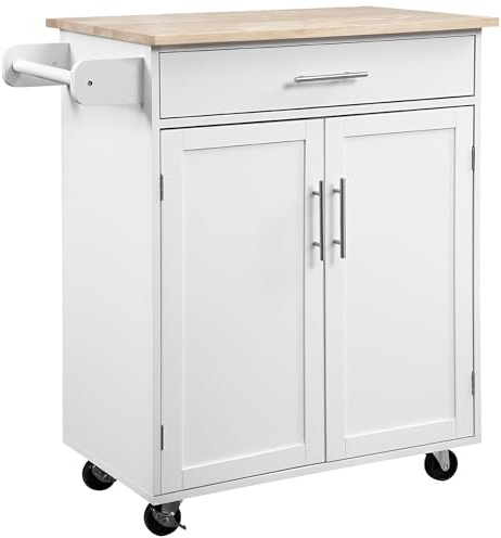 HOMCOM Desserte de Cuisine sur roulettes 83l x 45P x 91,5H cm Blanc