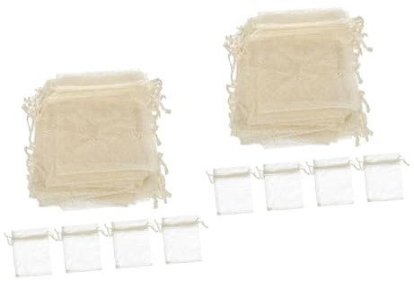 minkissy 200 Stk Kleines Organzasäckchen aufbewahrungssack storage pockets weihnachstüten Aufbewahrungsbeutel für Schmuck Taschen zum Verpacken von Geschenken Mesh-Taschen Gazebeutel Beige