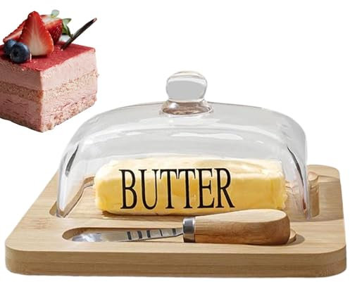 Mxshc Beurrier avec couvercle pour comptoir,beurrier en verre avec couvercle,Porte-beurre en verre cloche à fromage | Beurriers, plateau à beurre, dôme en verre citron pour gâteau, Dessert, maison,