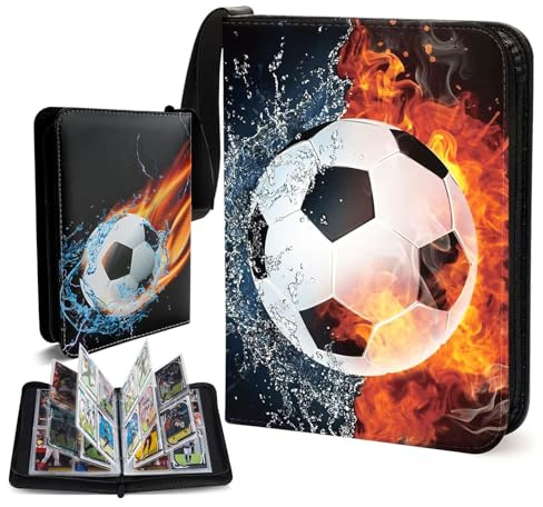 Raccoglitore di carte collezionabili a 4 tasche, 400 tasche per la raccolta di giochi di carte collezionabili per il calcio, con 50 maniche protettive a doppio lato