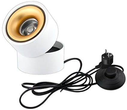 FSLiving 7W Spot Lampe LED mit Fernbedienung,Weiß Dimmbar Wandstrahler mit 1,8 m Schalterkabel, LED Pflanzenstrahler, Drehbar Licht Kopf für Pflanzen Gemälde Dartscheibe Schrank BD0853