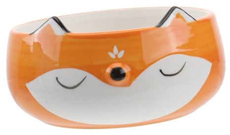 PHENOFICE 1pezzi Ciotola in Ceramica con Cartone Animato Multiuso per Insalata Zuppa e Colazione Resistente Microonde e Forno Decorazione Creativa Volpe