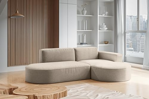 Kaiser Möbel - Ecksofa mit Wohnlandschaft, Eckcouch L Form, Sofa 3-sitzer, Polstersofa, Bequemes Couch mit Ottomane für Wohnzimmer und Jugendzimmer, Relaxsofa, Modena Studio, Toffee, Rechts
