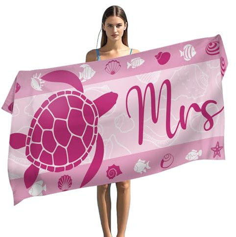 LXTOPN 180 x 90 cm, asciugamano grande in microfibra, per uomo e donna, ad asciugatura rapida, per coppie (tartaruga rosa)