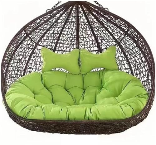 Outdoor Aqua Green Double Basket Swing Hammock Cushion Set Waterproof and Comfortable 2 Seater Hanging Egg Chair Replacement for Patio Garden Balcony 130X110CM Person Seat Pad