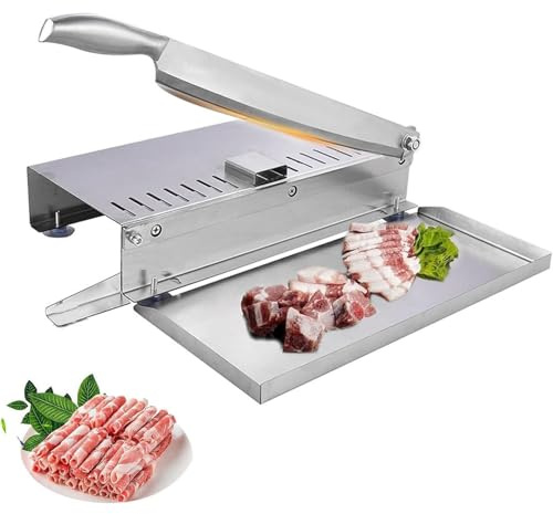 Cortador De Carne De Acero Inoxidable,Cortador Manual De Carne Congelada,MáQuina De Cortar Alimentos para Cocinar En Casa De Olla Caliente(Size:Grande,Color:a)