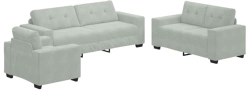vidaXL Juego de Sofá 3 uds. Gris Claro Terciopelo | Terciopelo suave que te va a encantar, Hecho de contrachapado y metal, ¡súper estable!,