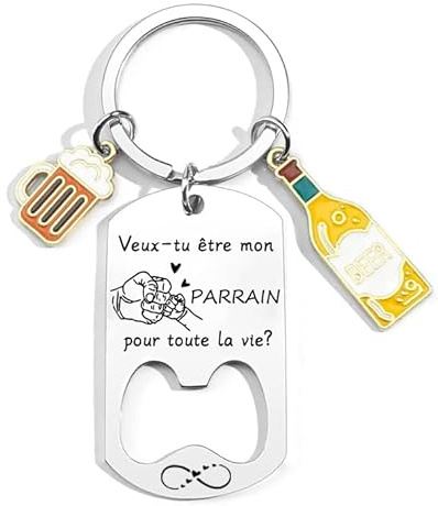 YZLPLP Porte Clé Parrain Cadeau Parrain Parrain Marraine Demande porte cle veux tu etre mon parrain Porte Clef Personnalisé Cadeau Homme Anniversaire Fête Des Pères