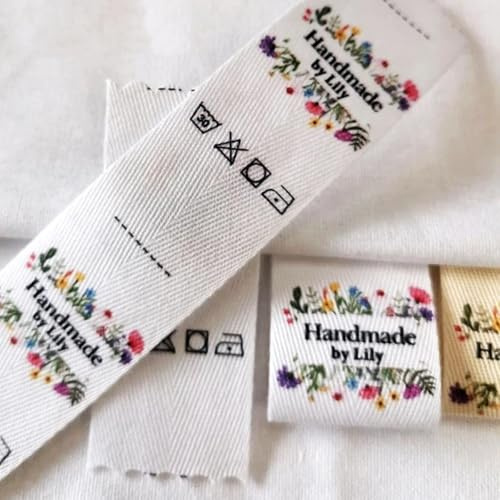 20/50/100 benutzerdefinierte personalisieren Baumwolle Etiketten Kleidung Private Marke Tag handgemachte Label Baumwolle Farbe Druck Name Marke Tags