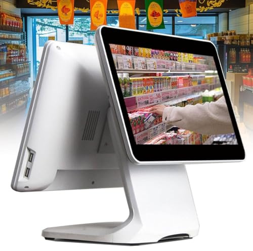 Caisse Enregistreuse écran Tactile Intelligente,Moniteur Caisse LCD Tout-en-Un Double écran 15,6'' + 13,3'' pour Petites Entreprises Caissier Menu Professionnel Magasin,Supermarché