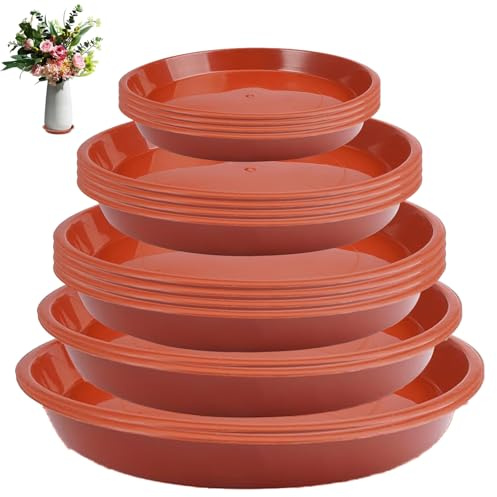 eupdd 16 Pièces Coupelle Pot de Fleur Rouge: 16/20/24/28/32 Soucoupes pour Plantes, pour l'intérieur et l'extérieur, Soucoupe Pot Fleur, Soucoupes pour Pots de Fleurs, Soucoupe Pot de Fleur