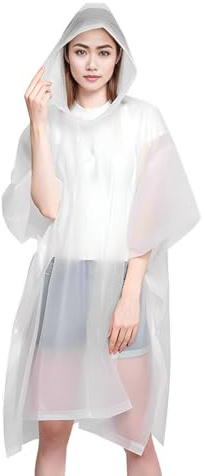 Yzpklhw Regenponcho Herren Damen, 2 Stück Regenponcho EVA Wiederverwendbarer, Poncho Regenbekleidung Regenjacken Wiederverwendbar Regenponchos mit Kapuze für Wandern Camping Radfahren Reisen (Weiß)