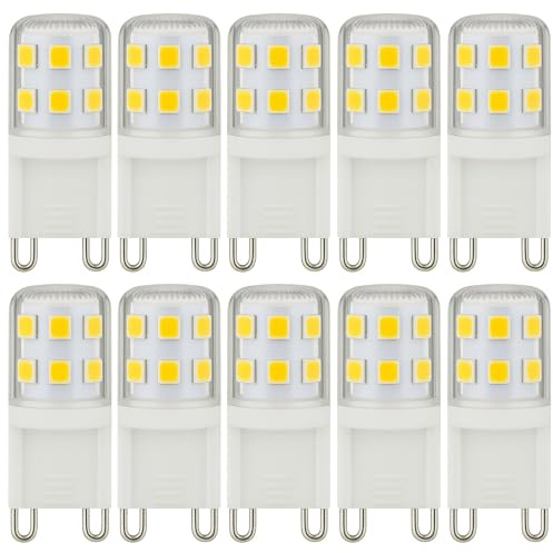 Ugvmn 2W G9 LED Leuchtmittel 320LM, Warmweiß 3000K GU9 LEDs Birne entspricht 28W 33W Halogenlampe,Kein Flackern G 9 LED Glühbirne,Lampe G9 Enegiesparende, Nicht Dimmbar, 10er Pack