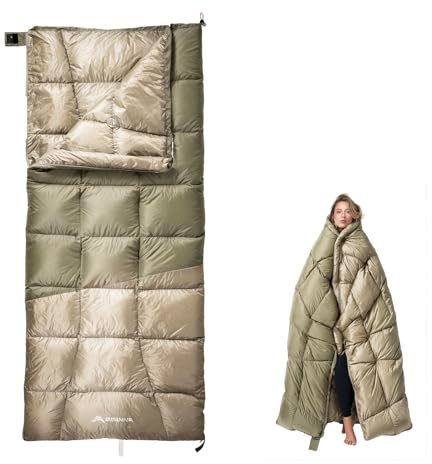 BISINNA Down Sleeping Bag for Adults 650FP Ultralught Wearable 3 Season Backpacking Sleeping Bags Muti-Use Outdoor Packable Sleeping Bag with Compression Sack for Hiking Travel