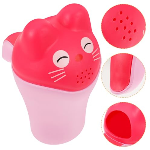 Hoement Bicchiere per Lavaggio Capelli con Manico Tazza Shampoo Bagnetto in PP Ecologico Leggera e Facile da Usare per Doccia e Bagno Regalo Indispensabile per Ragazzo Ragazza Rosa