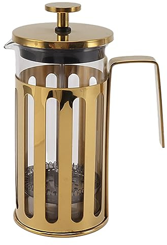 WIHFHGZ Prensa Francesa, Vidrio Borosilicato 1000ML, Acero Inoxidable 304 Plateado - Resistente al Calor, Versátil para Té y Café, Uso en Hogar Camping y Viajes (350ML Oro)