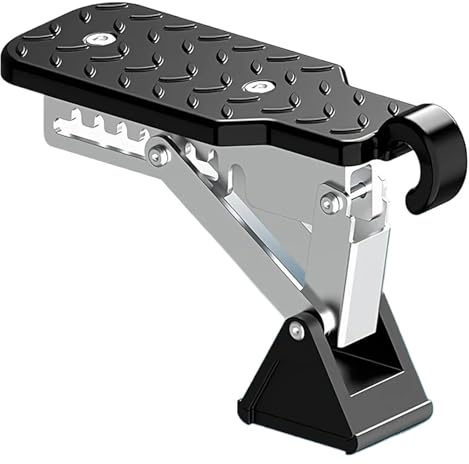 Pedal Coche Estribos Auxiliares Universales Para Vehículos, Fabricados Aleación Aluminio Cromado Con Gancho, Para Facilitar El Acceso. Pedales Freno(Negro)