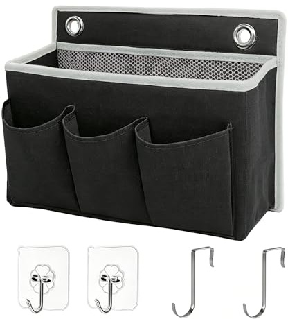 Wand Organizer Tasche Hängekörbe Mit Großer Mesh Abteilung Und 3 Taschen | Große Kapazität Hängeaufbewahrung Taschen Tür Organizer für Badezimmer Schlafzimmer Büro Wohnmobil (Schwarz)