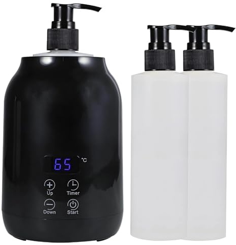 Digital LED Massage Oil Warmer, Temperature Adjustable Lotion Heater with Smart Touch Control, 86 to 149 ℉ 30 to 65 ℃, Electric Oil Bottle Warmer with 2 Dispensers for Spa Salon Home