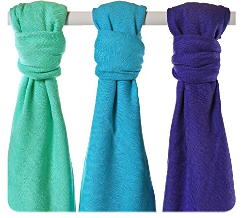 XKKO bmb07 0031 a 3er Pack Wickelwindeln Bambus, Stillen, als Unterlage oder bunt leichte Decke, Windeln 70 x 70 cm
