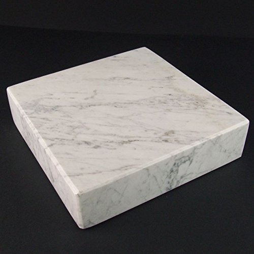 designgrab Lampen- und Vasensockel eckig 20x20x5 cm aus Carrara Marmor weiß für Grabvase oder Grablampe