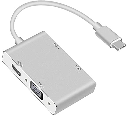 Aukson N37C 4-in-1 USB Typ C auf HDMI VGA DVI Multiport Adapter Konverter – 1080P HD für Chromebook, Laptops, HDTV, Monitor und Projektor