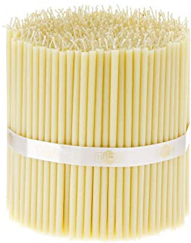 Danilovo 100 Stück Weiß Bienenwachs Kerzen - Orthodoxe Kerzen für Gebet, Rituals, Tischdeko Hochzeit - Ungiftig, Ruß - Tropffrei, Lang, Nachhaltige Produkte, N100, Höhe: 16 cm, Ø 5,7 mm