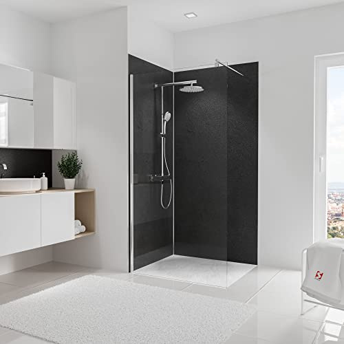 Schulte DecoDesign Set für Ecke, 2x Wandverkleidung, Motiv: Stein Anthrazit, Größe: 210 x 100 cm, Fliesenersatz, D1901021-2-F 601