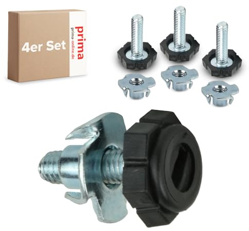 woplus 4 Set Stellteller Stellfuß Möbelfuß Sockel versteller M6 Schraubfüße f.Sockel Möbel mit Einschlagmuttern (M6x21 ⌀Fuß 19mm)