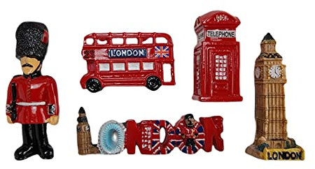 (5 unidades) London Land Mark - Imanes de poliresina para nevera, buenos para amigos y familiares, pintura a mano
