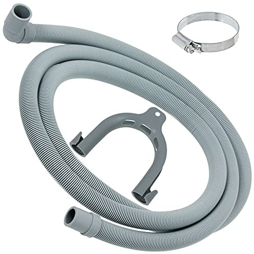 SPARES2GO Drain Hose with Right Angle End + Clip Compatible with Hisense Washing Machine (2.5m)