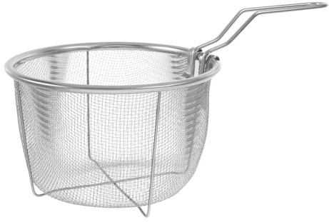 TOPBATHY Frittierkorb Aus Edelstahl Faltbar Mit Langen Griff Bratkorb Zum Abtropfen Und Filtern Von Öl Küchenhelfer Für Frittieren Kochen Und Reinigen 26.00 X 15.00 X 9.50 Cm