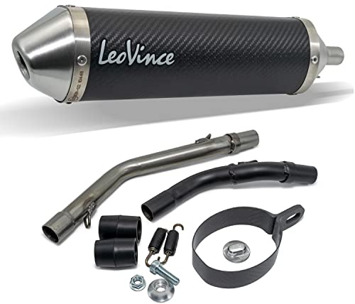 Endschalldämpfer/Auspuffanlage LeoVince SLIP-ON X-Fight, Carbon, Edelstahl Kappe, mit Zulassung für Fantic Enduro 50 / Motard 50 / Competition/Performance