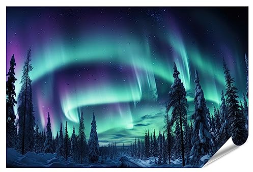 islandburner XXL Bild Poster Polarlicht Beleuchteter Nachthimmel Premium Bilder Fotodruck JCOK-PKL