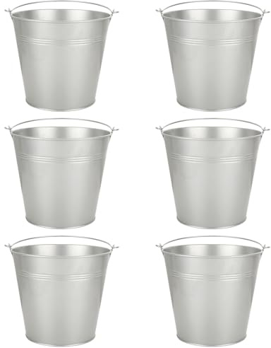 ZOFORTY 6 Pack Galvanized Bucket with Handles, 7.1 W x 6.5 H Decorative Pails for Candy Bar, Party Supplies, Crafts, Favors