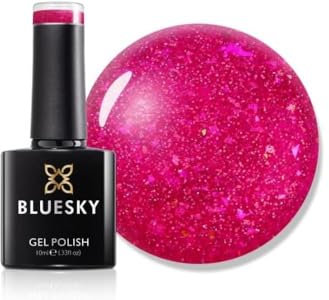 Bluesky Gel Nail Polish 10ml, Merry and Bright - XMASS2206, Red Glitter Gel Nail Polish for 21 Day Manicure, Professional, Salon & Home Use, Requires Curing Under LED UV Nail Lamp