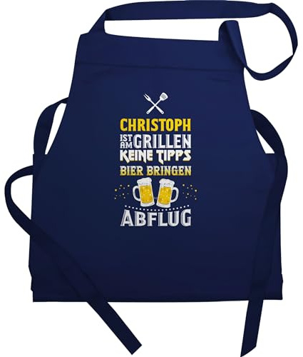 Schürze - Grillschürze Herren Männer - Name ist am grillen Keine Tipps Bier bringen Abflug I Witzig Grillen Geschenk - 60x87 - Navy Blau - personalisierte für grill schürzen grill-schürze