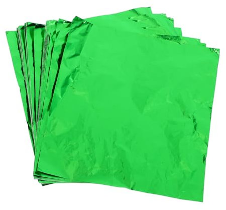 Cabilock 100pcs Green Aluminum Foil Candy Wrappers for Chocolate Tea and Food Packaging 20x20cm Glossy Finish for Weddings and Parties
