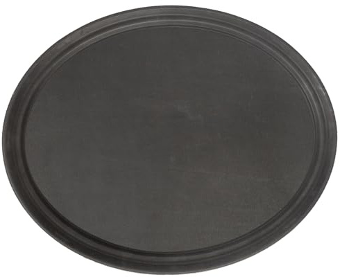 Argon Tableware Black Oval Serving Tray 63.5 x 52cm - Reusable Non Slip Rubberized Surface Platter for Food and Drinks - Durable Heat Resistant Stackable Tray for Bars, Restaurants and Home Use