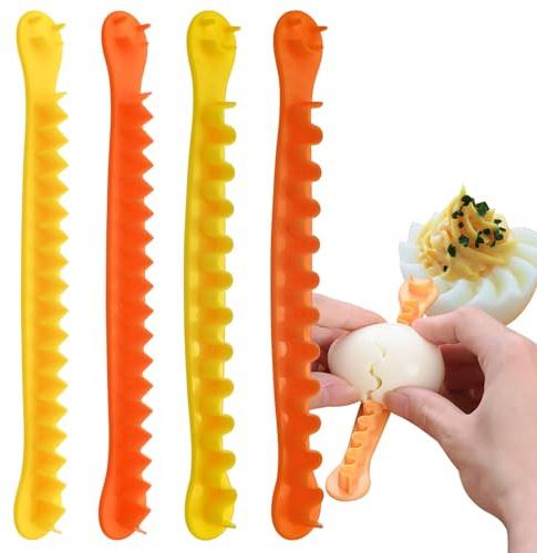 4 PACK Fancy Cut Eggs Cutters, Fancy Cooked Eggs Cutter Multi-functional Household Egg Cut Flower Shaper, Exquisite Kitchen Accessories, Easy to Clean (2 Shapes)