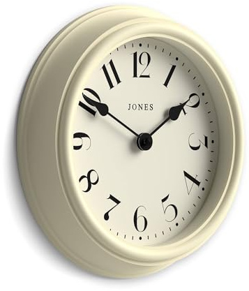 JONES CLOCKS® Frieze Wanduhr | Kleine, Elegante Klassische runduhr | 23 cm | Cream | Wunderschönes Design, ideal für küche, Wohnzimmer, Schlafzimmer, große oder kleine räume
