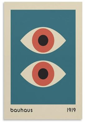 Bauhaus-Ausstellungsposter, Bauhaus-Kunstdruck, geometrische Augen, Kunstdruck, Fotokunst, Gemälde, Leinwand, Poster, Zuhause, moderne Dekoration, Poster, 20 x 30 cm